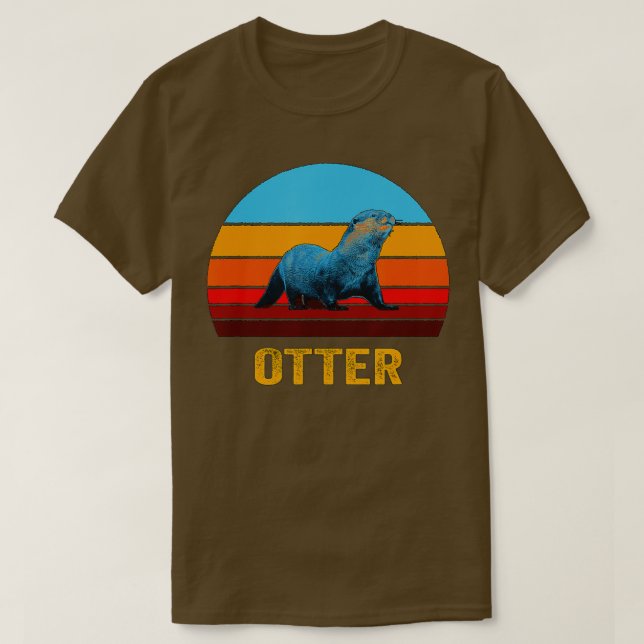 Vintage Style Sunset Otter T-Shirt (Design Front)
