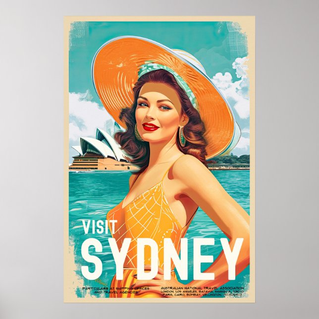 Vintage Style Sydney Travel Poster (Front)