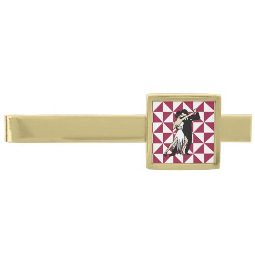 Vintage_style Tango Dancers Gold Finish Tie Bar