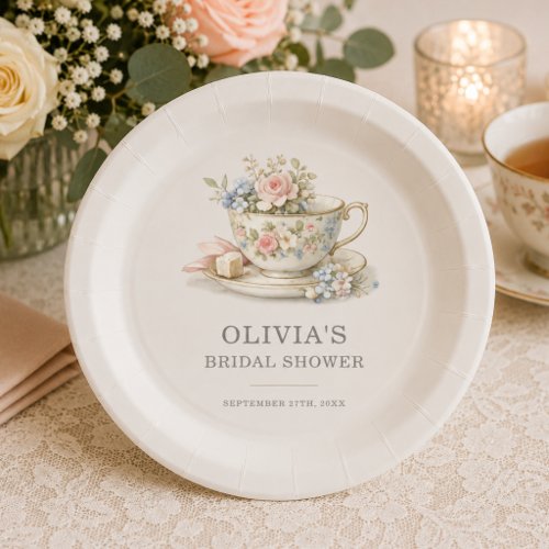 Vintage Style Tea Party Bridal Shower  Paper Plates