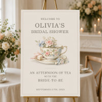 Vintage Style Tea Party Bridal Shower Welcome