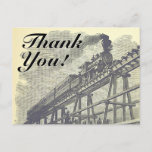 [ Thumbnail: Vintage Style "Thank You!", Train Locomotive Postcard ]