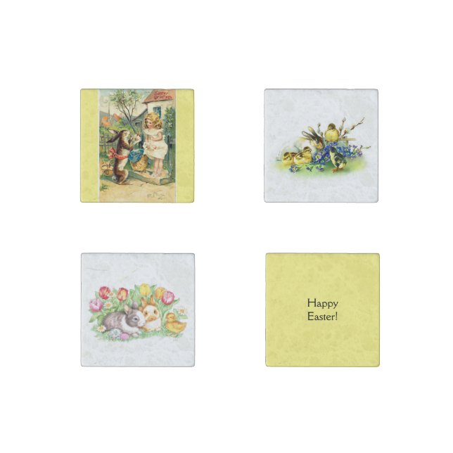 Vintage Style Theme Easter Bunny Magnet Set (Front)