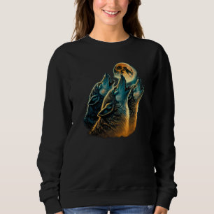 Vintage Style Three Wolf Howling at Moon Sweatshirt
