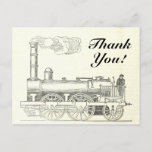 [ Thumbnail: Vintage Style Train Locomotive, "Thank You!" Postcard ]