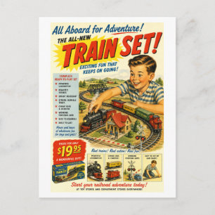 Vintage-Style Train Set Advertisement Postcard