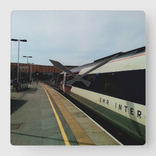 Vintage style train square wall clock
