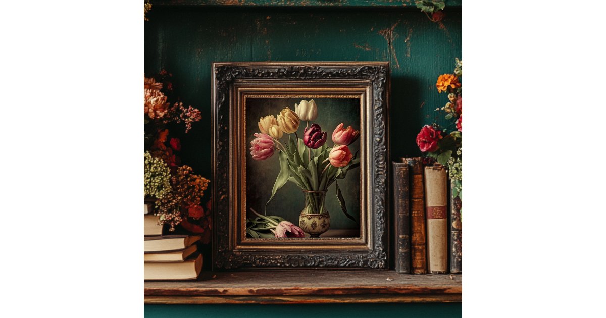 Vintage Style Tulip Floral Art Poster | Zazzle