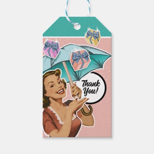 Vintage Style Umbrella Bridal Shower Favor Tags