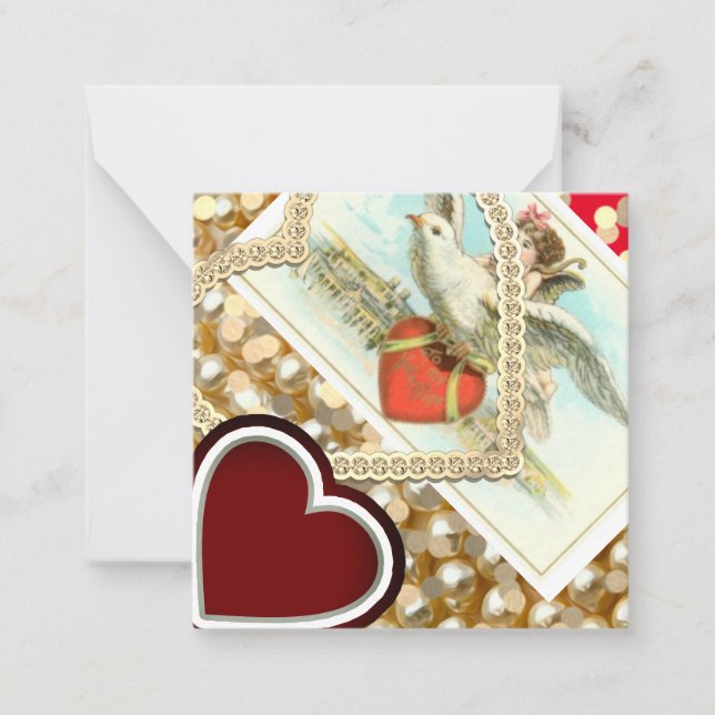 Vintage Style Valentine's Day Note Card (Front)