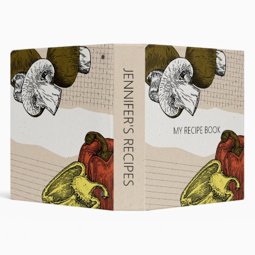 Vintage style vegetables design  3 ring binder