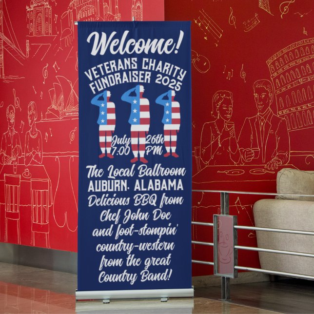 Vintage-Style Veterans Charity Fundraiser  Retractable Banner (Creator Uploaded)