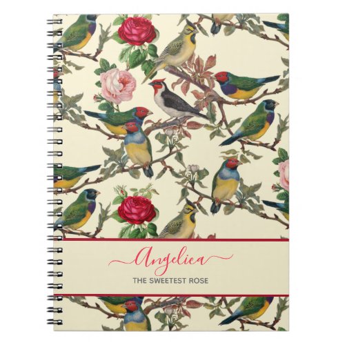 Vintage Style Victorian Birds and Roses Notebook
