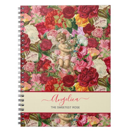 Vintage Style Victorian Cherub and Roses Notebook