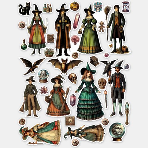 Vintage Style victorian witches warlocks art Sticker