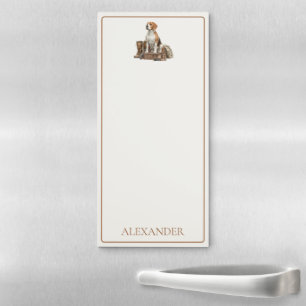 Vintage Style Watercolor Hunting Hound Dog Magnetic Notepad