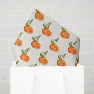 Vintage style watercolor Orange on ecru  Tissue Paper