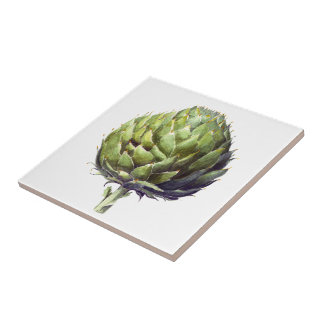 Vintage style watercolour artichoke square tile