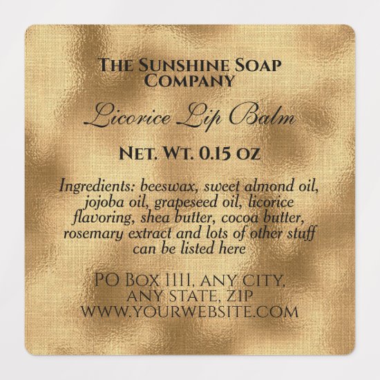 Vintage style waterproof cosmetics woven gold foil labels
