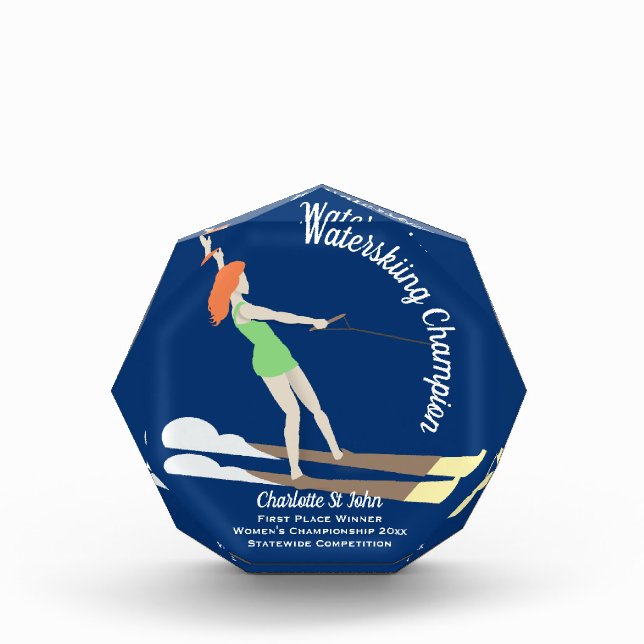 Vintage-style Waterski Acrylic Award (Front)
