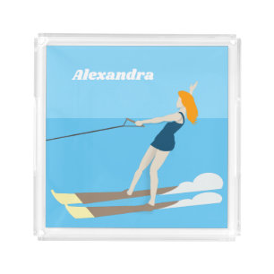 Vintage-style Waterski Acrylic Tray