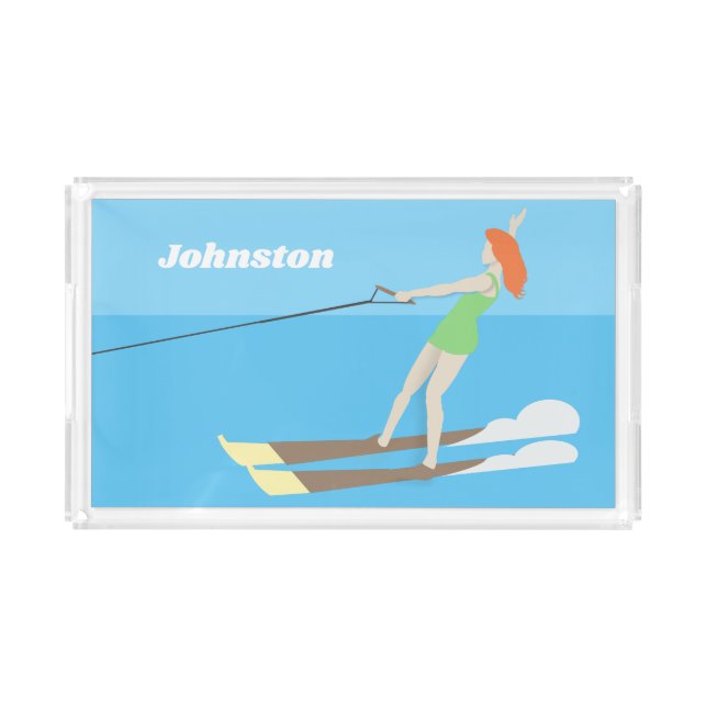 Vintage-style Waterski Acrylic Tray (Front)