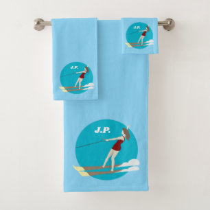 Vintage-style Waterski Bath Towel Set