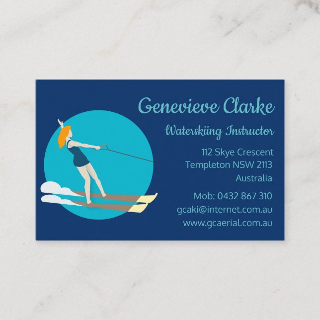 Vintage-style Waterski Business Card (Front)