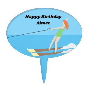 Vintage-style Waterski Cake Topper