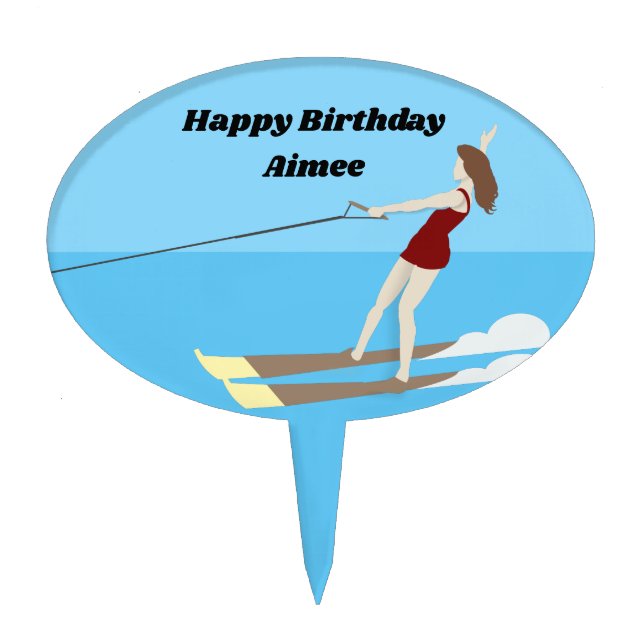 Vintage-style Waterski Cake Topper (Front)