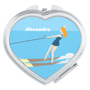 Vintage-style Waterski Compact Mirror