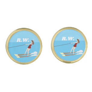 Vintage-style Waterski Cufflinks