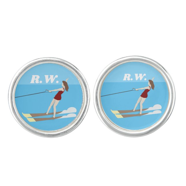 Vintage-style Waterski Cufflinks (Front)