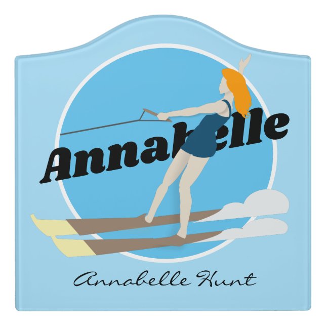 Vintage-style Waterski Door Sign (Large Crest Front)