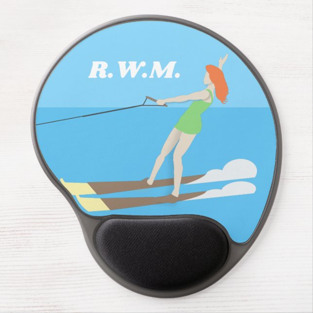 Vintage-style Waterski Gel Mouse Pad (Front)