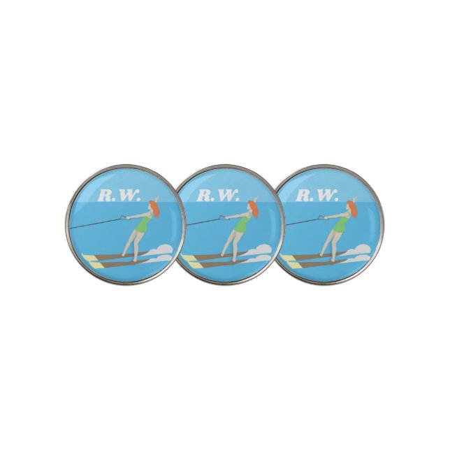 Vintage-style Waterski Golf Ball Marker (3 Up)