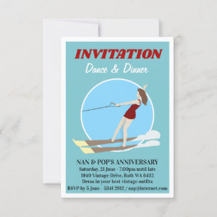 Vintage-style Waterski Invitation