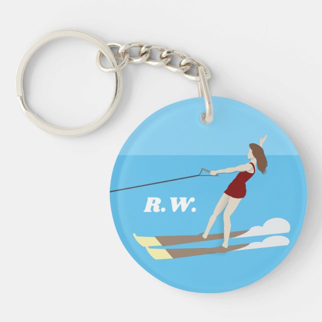 Vintage-style Waterski Keychain (Front)