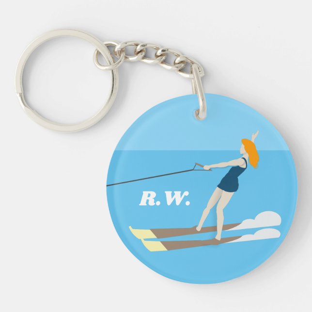 Vintage-style Waterski Keychain (Front)