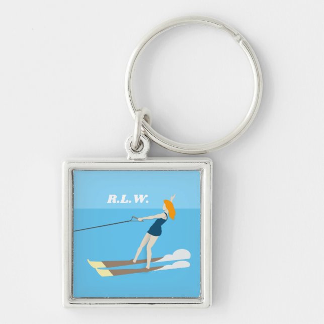 Vintage-style Waterski Keychain (Front)