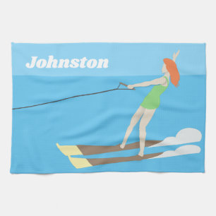 Vintage-style Waterski Kitchen Towel