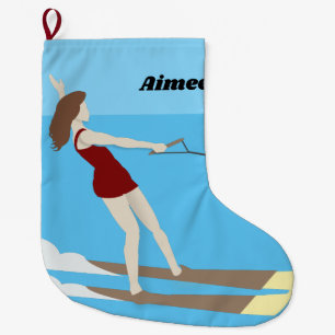 Vintage-style Waterski Large Christmas Stocking