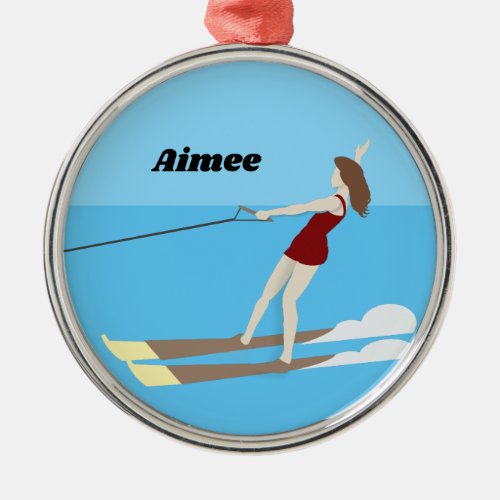 Vintage_style Waterski Metal Ornament