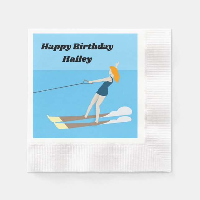 Vintage-style Waterski Napkins (Front)