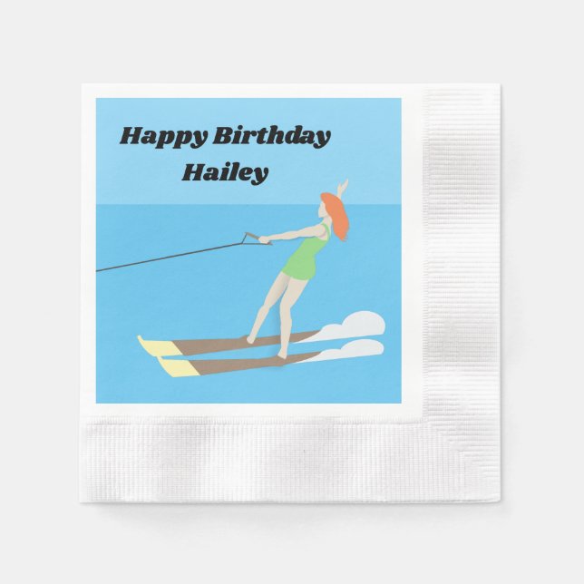 Vintage-style Waterski Napkins (Front)