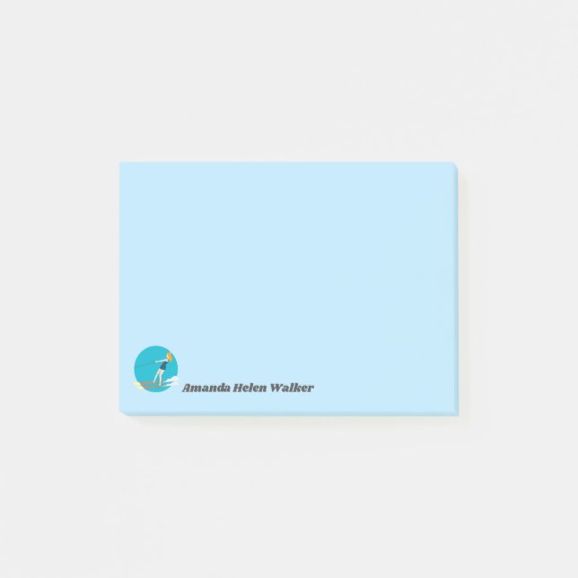 Vintage-style Waterski Post-it Notes (Front)