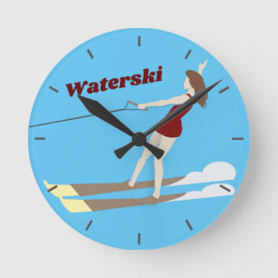 Vintage-style Waterski Round Clock