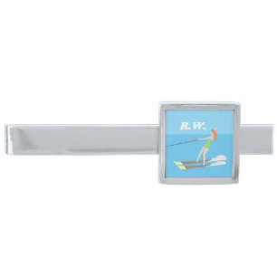 Vintage-style Waterski Silver Finish Tie Bar