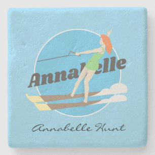 Vintage-style Waterski Stone Coaster