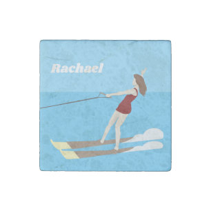 Vintage-style Waterski Stone Magnet
